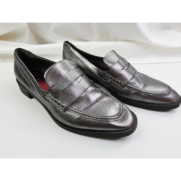 Zara Women Size 39 (US 8) Silver/Gray Slip On Pointed Toe Penny Loafers - Picture 12 of 13